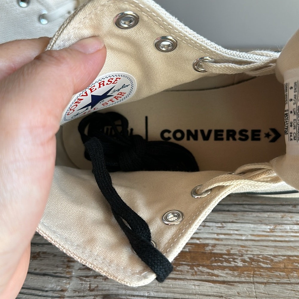 Women's Stussy Converse Cream High-Top Sneakers Sold Out In Stores - Picture 8 of 8